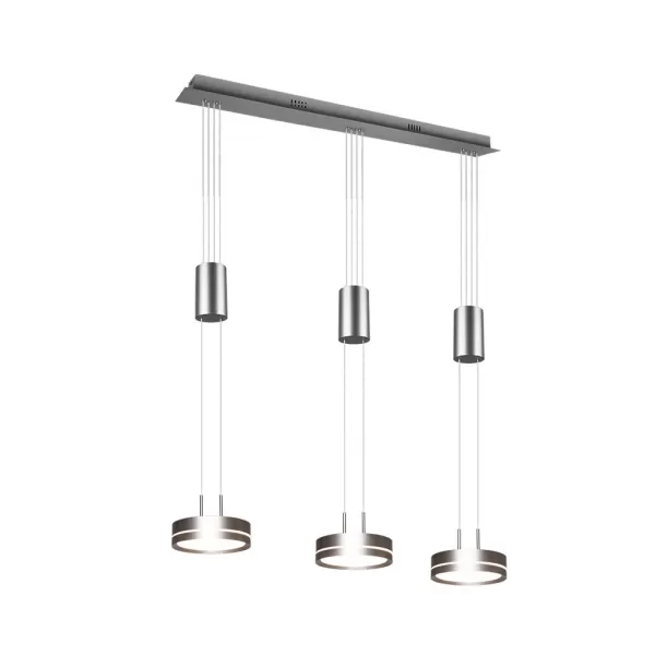 Image of Franklin Modern 3 Light Bar Pendant Ceiling Light Nickel Matt 3000K