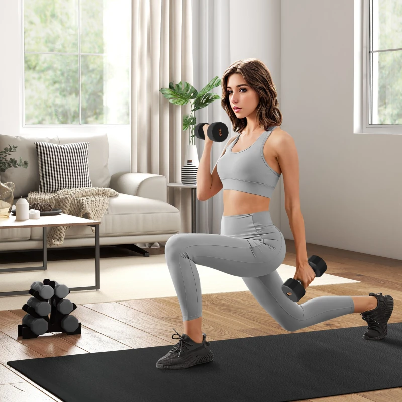 Image of Sportnow Dumbbells Weights Set With 12-sided Shape And Non-slip Grip, 2 X 6Kg, Black A91-343V03OG