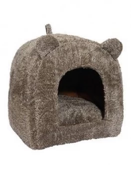 Image of Rosewood Brown Teddy Bear Cat Bed