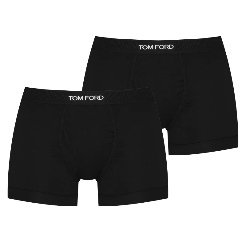 Image of Tom Ford Mens Plain Cotton Boxer Briefs, 2-Pack Black 002 male 2X Large