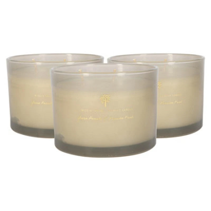 Image of Nicola Spring Scented Candles - 350G - Green Pomelo & Passion Fruit Pack Of 3 Double Wick Sweet Fruity Scent Long Burn Fragrance
