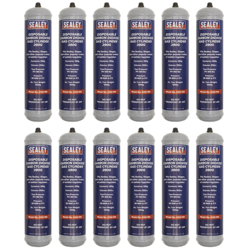 Image of Sealey Gas Cylinder Disposable Carbon Dioxide 390g - Box of 12 CO2/100/12