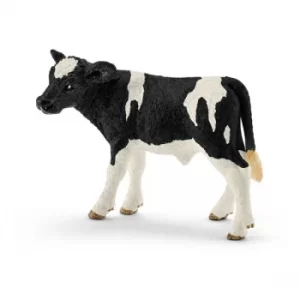 Image of Schleich Farm World Holstein Calf Toy Figure- Black/White