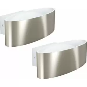 Image of 2 pack Wall Light Colour White Satin Nickel Shade Transparent Plastic LED 10W