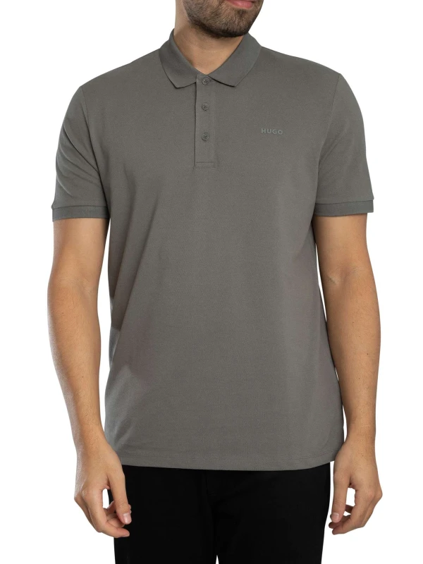 Image of HUGO Donos222 Logo Polo Shirt Dark Grey M