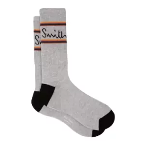 Image of Paul Smith Logo Woven Ankle Socks In Grey - Size One
