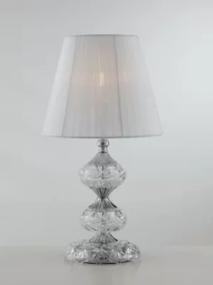Image of INCANTO Table Lamp with Round Tapered Shade Chrome, Crystal 25x46cm