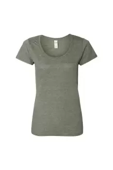 Image of Short Sleeve Deep Scoop Neck T-Shirt