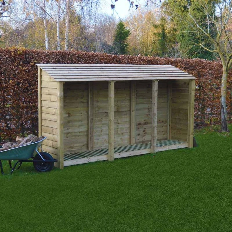 Image of Rutland County Garden Furniture Ltd Empingham 6ft Log Store - L80 x W340 x H181cm - Light Green Light Green Unisex