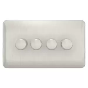 Image of Schneider Electric Lisse Screwless Deco - 4 Gang Universal 2 Way Dimmer Light Switch, 250W/VA, GGBL6042CSSS, Stainless Steel