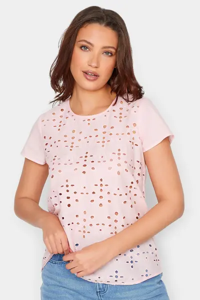 Image of Long Tall Sally Tall Broderie Top Pink