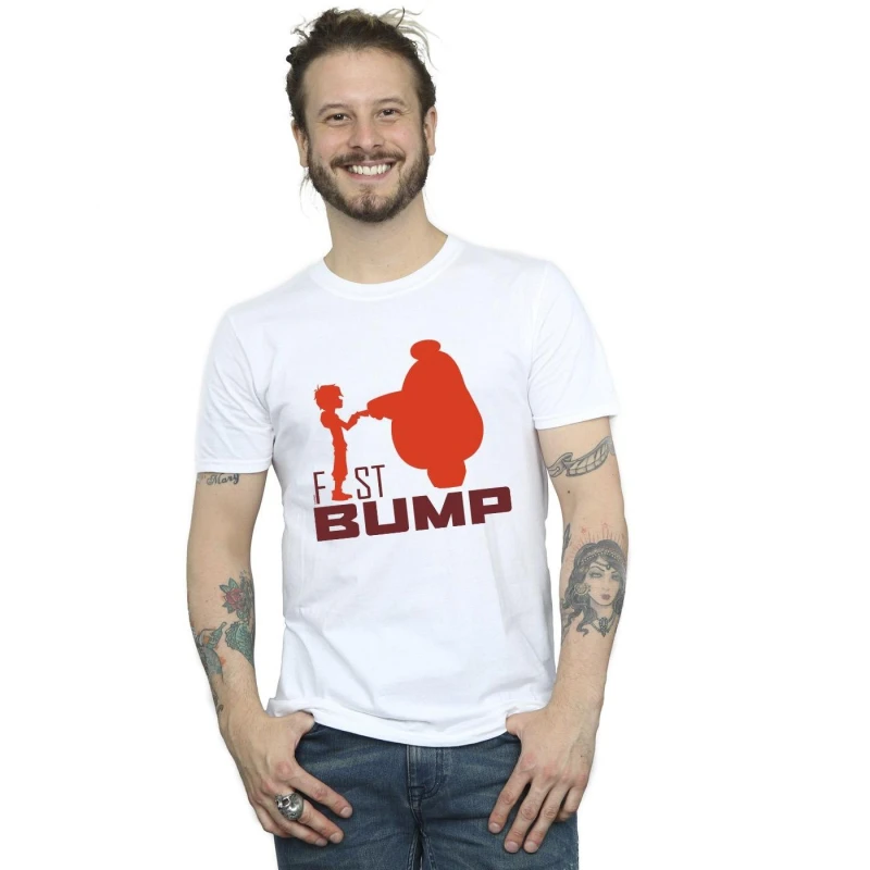 Image of Disney Men Big Hero 6 Baymax Fist Bump Cutout T-Shirt in White Size: Small White S Male 5059934890329