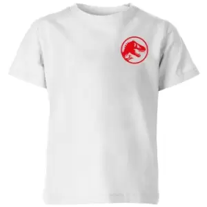 Image of Jurassic Park Red Logo Embroidered Kids T-Shirt - White - 3-4 Years