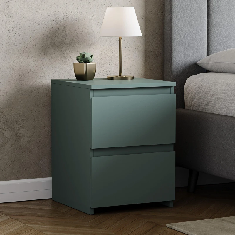 Image of Lassic Vida Designs Denver 2 Drawer Large Bedside Chest Jasper Green unisex 2 Drawer