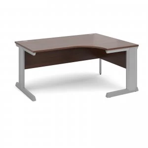 Image of Vivo Right Hand Ergonomic Desk 1600mm - Silver Frame Walnut Top