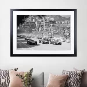 Image of The Art Group Grand Prix De Monaco Framed Print Black and white