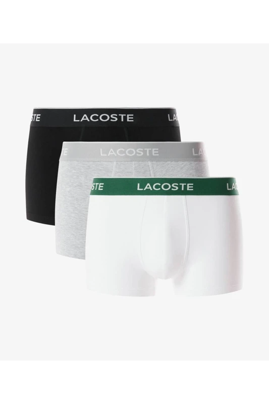 Image of Lacoste Mens 3 Pack Trunks DTM Black/Grey/White Size: Large Multicolor Male L
