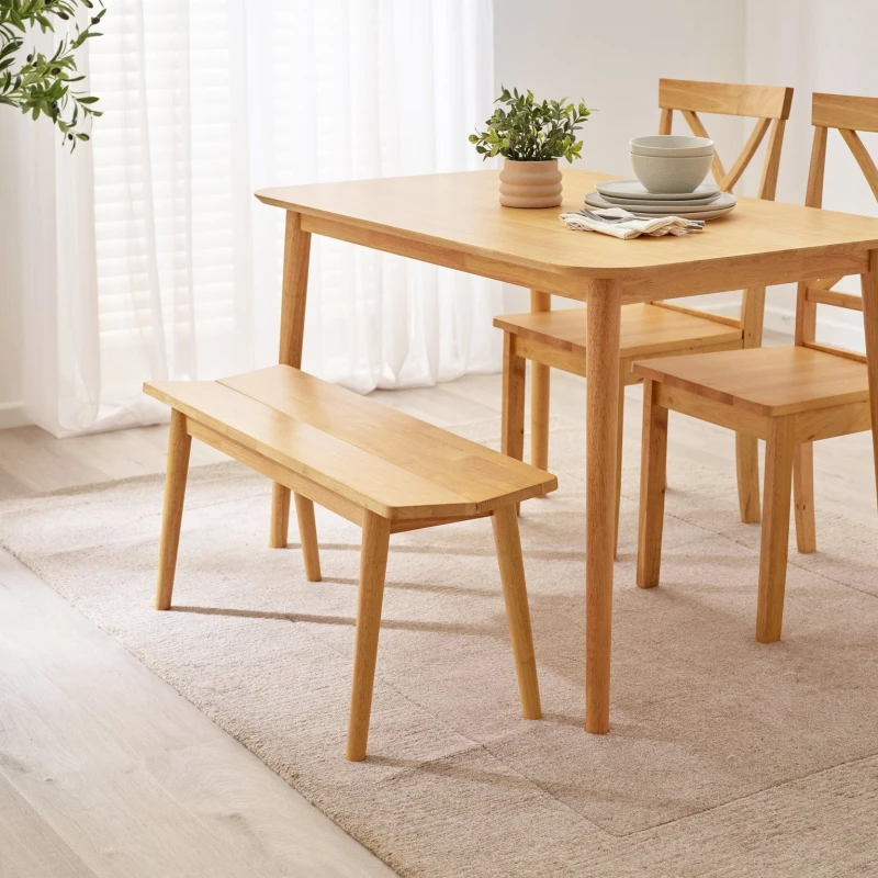 Image of FurnitureboxUK FurnitureboxUK Lynton Solid Wood Rustin Farmhouse Dining Bench in Light Oak Size: Large Light Oak Large Unisex 5056784304846