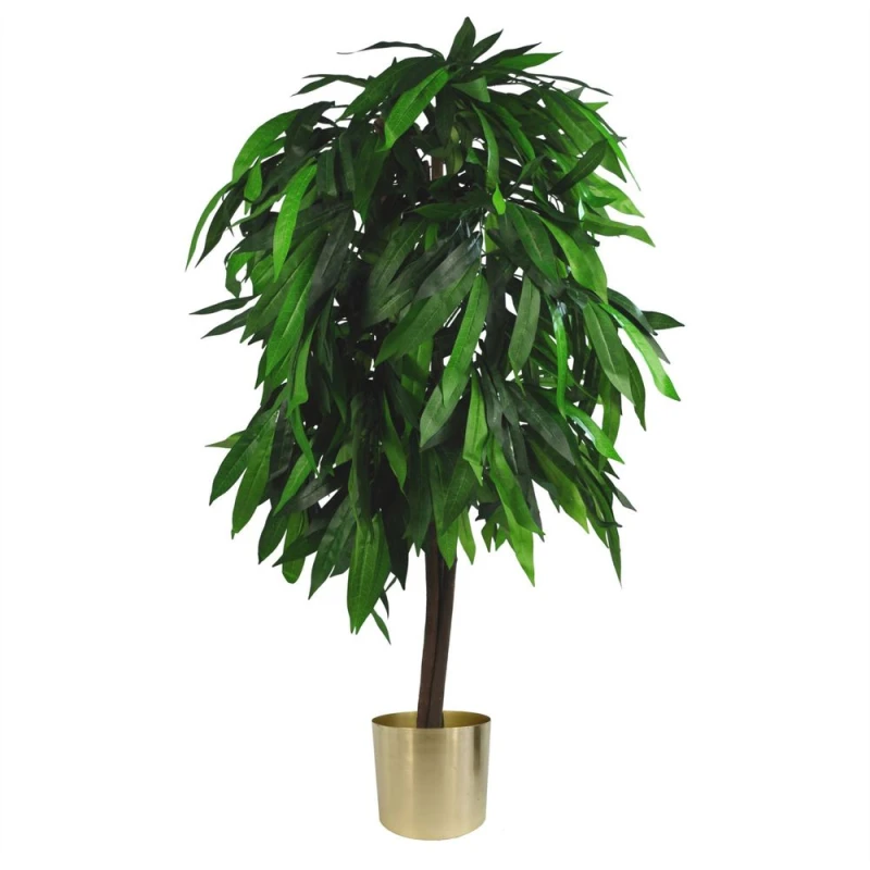 Image of Leaf Design 120cm Large Artificial Mango Tree Plant with Metal Planter