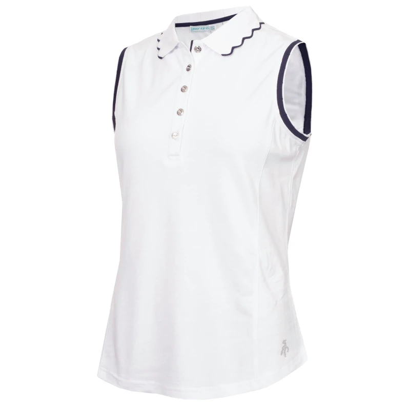 Image of Calvin Klein Golf Green Lamb Nadia Sleeveless Polo Shirt Womens Wht-Nvy female 16 (XL)