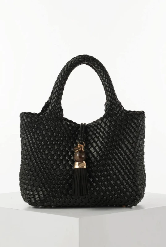 Image of Luella Grey Womens 'Suky' Medium Woven Crossbody in Black Female