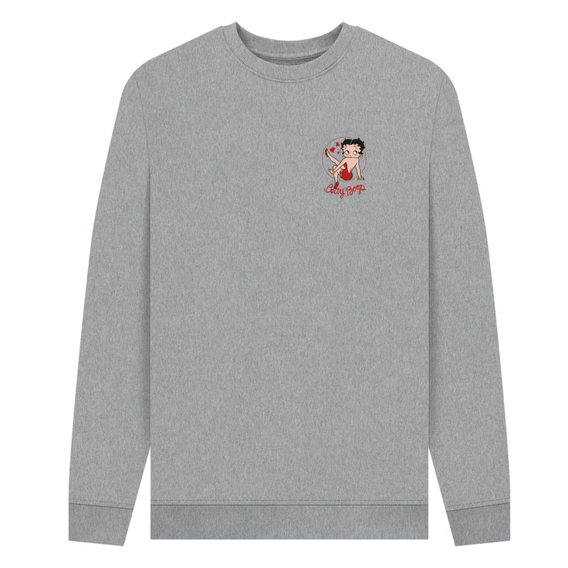 Image of Betty Boop Mens Strike A Pose Sweatshirt in Grey Size: Small Grey Male S