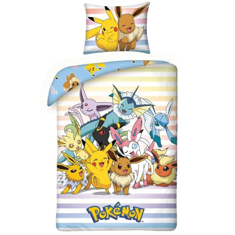 Image of Pokemon Cotton Duvet Cover Set Size: Single Multicolor Unisex Single