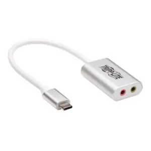 Image of Tripp Lite U437-002 2-Port USB-C to 3.5mm Stereo Audio Adapter - USB 2.0 Silver