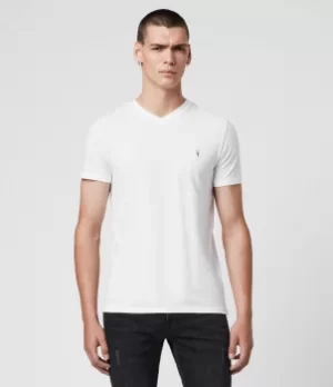 Image of AllSaints Mens Cotton Lightweight Tonic Short Sleeve Crew Neck T-Shirt, White, Size: XXL