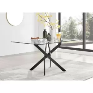 Image of Furniturebox UK - Furniturebox Leonardo 6 Seat Black Metal Leg Modern Dining Table