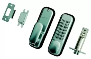 Image of Securefast Satin Chrome Plated Mechanical Push Button Lock