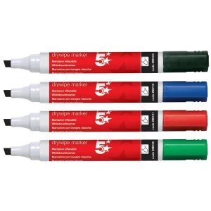 Image of 5 Star Office Drywipe Marker XyleneToluene free Chisel Tip 2 5mm Line Assorted Wallet 6