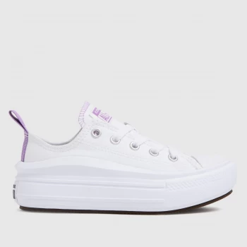 Image of Converse White & Purple Move Colour Pop Trainers Junior