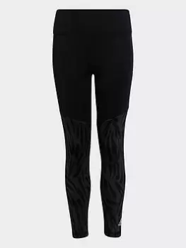 Image of Boys, adidas Optime Aeroready Training Stretch Graphic Tights, Black, Size 7-8 Years