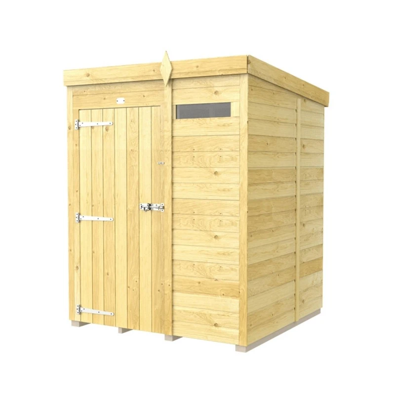 Image of Buttercup Farm 5 x 5 Feet Pent Security Shed - Single Door - L147 x W158 x H201cm in Brown Brown Unisex