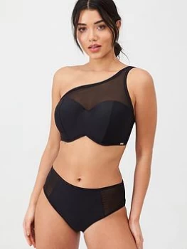 Image of Panache Onyx One Shoulder Moulded Bikini Top - Black, Size 36D, Women