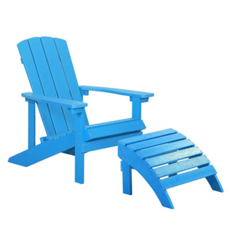 Image of Beliani Garden Chair Adirondack With Footstool Blue