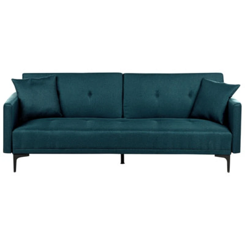 Image of Beliani Sofa Bed 3 Seater Lucan Fabric Blue