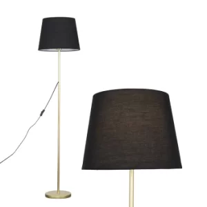 Image of Charlie Gold Floor Lamp with Black Aspen Shade