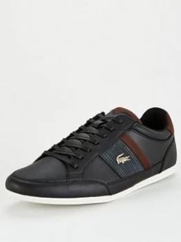 Image of Lacoste Chaymon Leather Trainers - Black, Size 10, Men