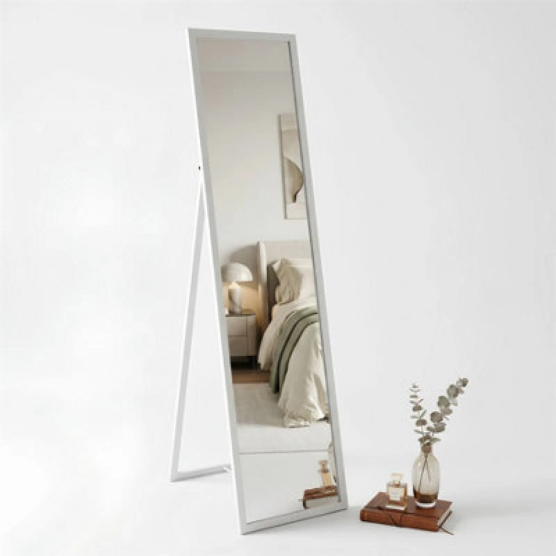 Image of Harbour Housewares Square Full-Length Mirror - 137Cm X 35.5Cm - Silver - Large Tall Freestanding Mirror For Bedrooms & Hallways