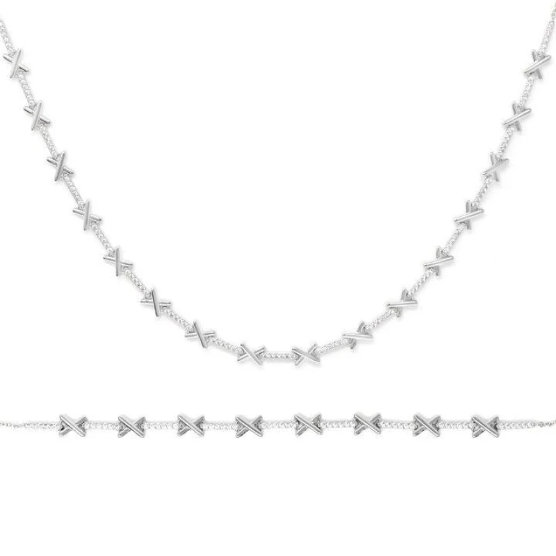 Image of Say It With Kiss Tennis Gift Set - Silver Size: 18" Silver Unisex 18"