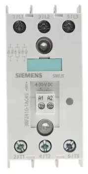 Image of Siemens 10.5 A 3P-NO Solid State Relay, Zero Crossing, DIN Rail, Thyristor, 600 V Maximum Load
