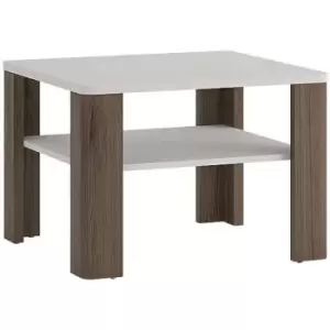 Image of Toronto Coffee Table with shelf In White and Oak - White with San Remo Oak inset