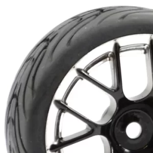 Image of Fastrax 1/10 Street/Tread Tyre 14Sp Black/Chrome Wheel