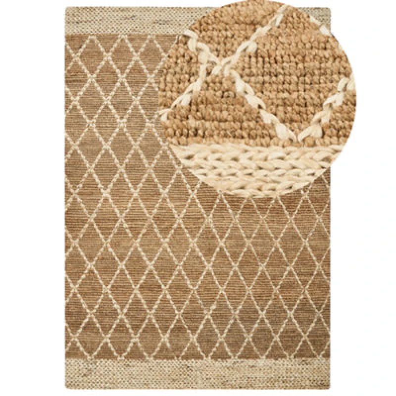 Image of Beliani Rug Zorava Beige 160 X 230 Cm Jute