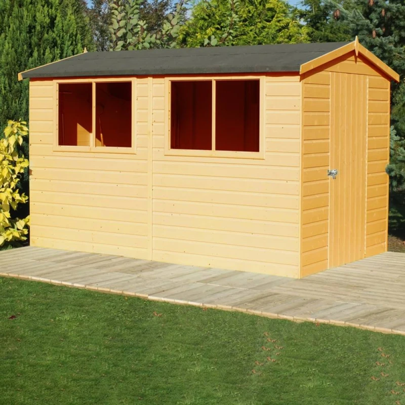 Image of Shires Lewis Handmade Garden Shed Approx 12 x 8 Feet in Brown Brown Unisex