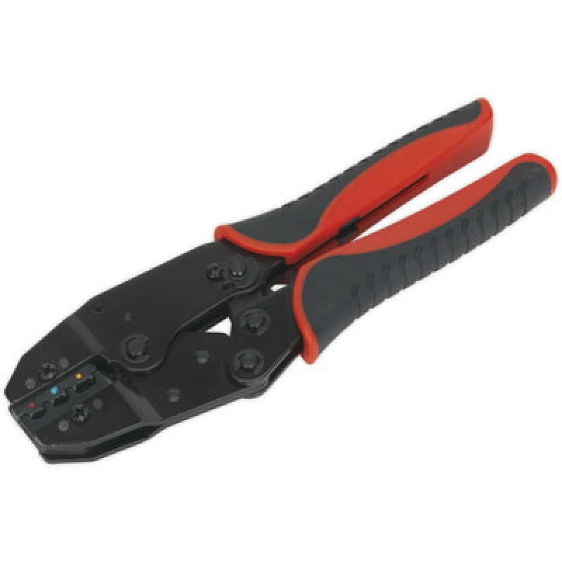 Image of Loops Ratchet Insulated Terminals Crimping Tool - Comfort Grip Handles - Stamped Jaws Multi