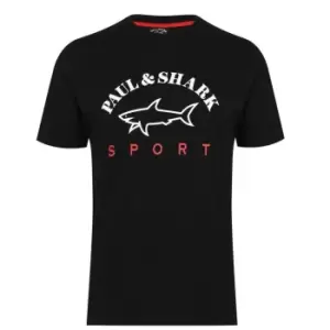 Image of Paul And Shark Sport Sport Large Logo T Shirt - Black