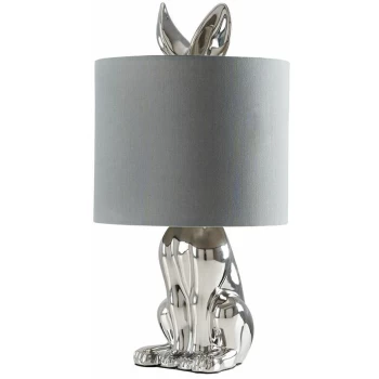 Image of Ceramic Rabbit Table Lamp - Chrome - No Bulb